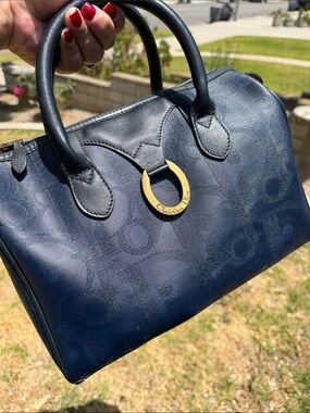 Dior Trotter Vintage Navy Leather Boston Bag  COA provided at extra charge